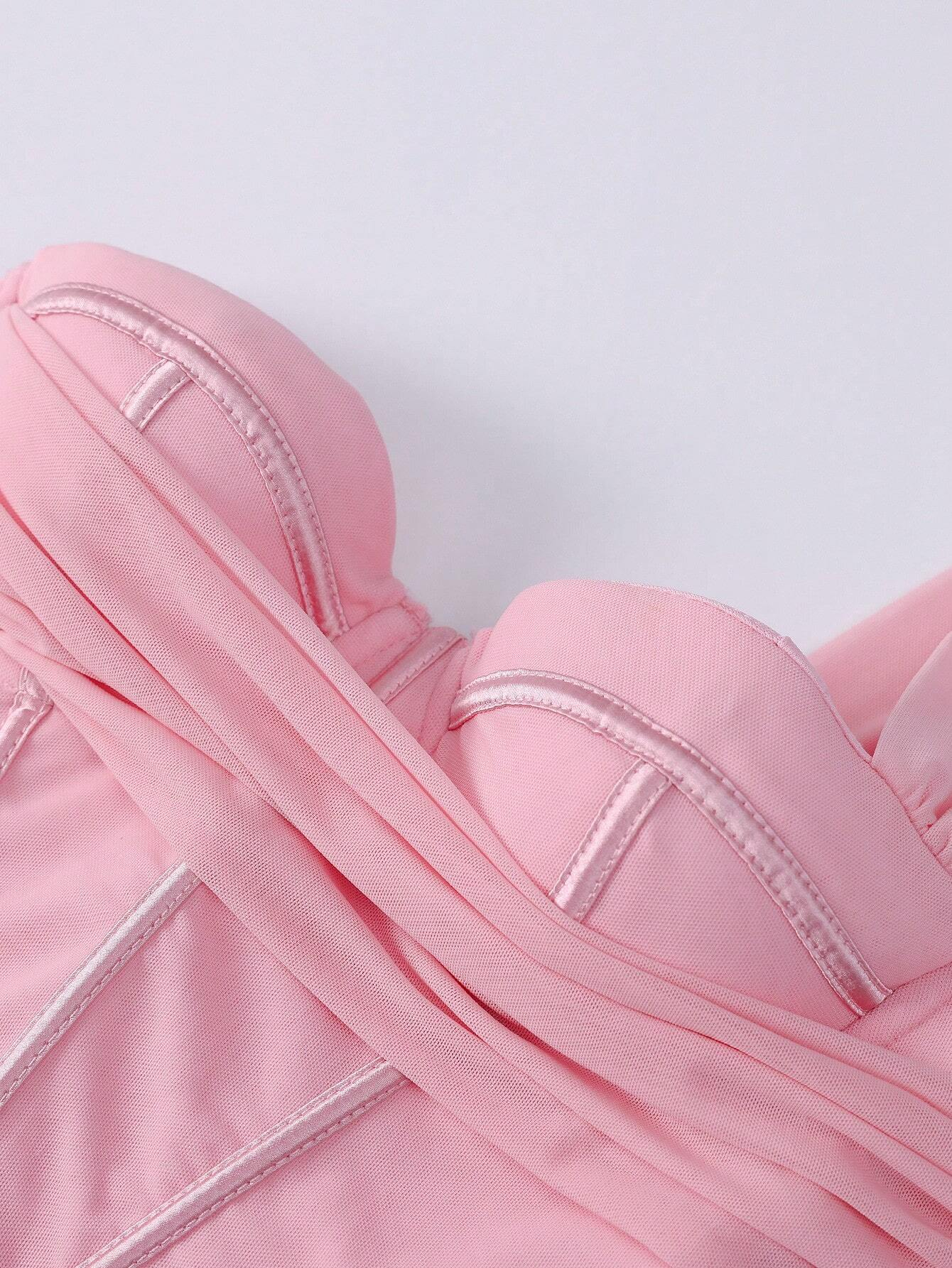 NEW* Baby Pink One Shoulder Asymmetric Hem Crop Top