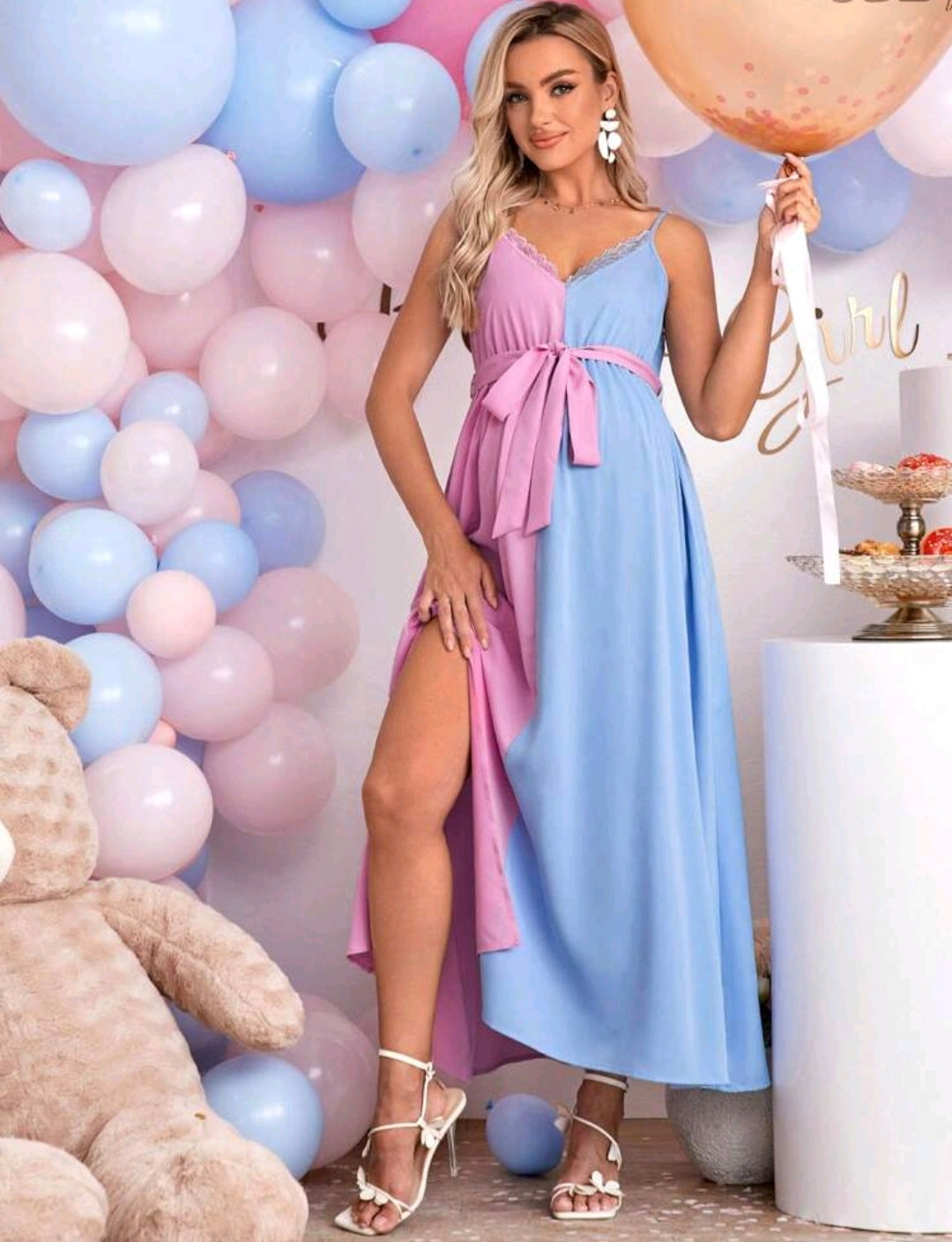 Two Tone Belted Cami Dress