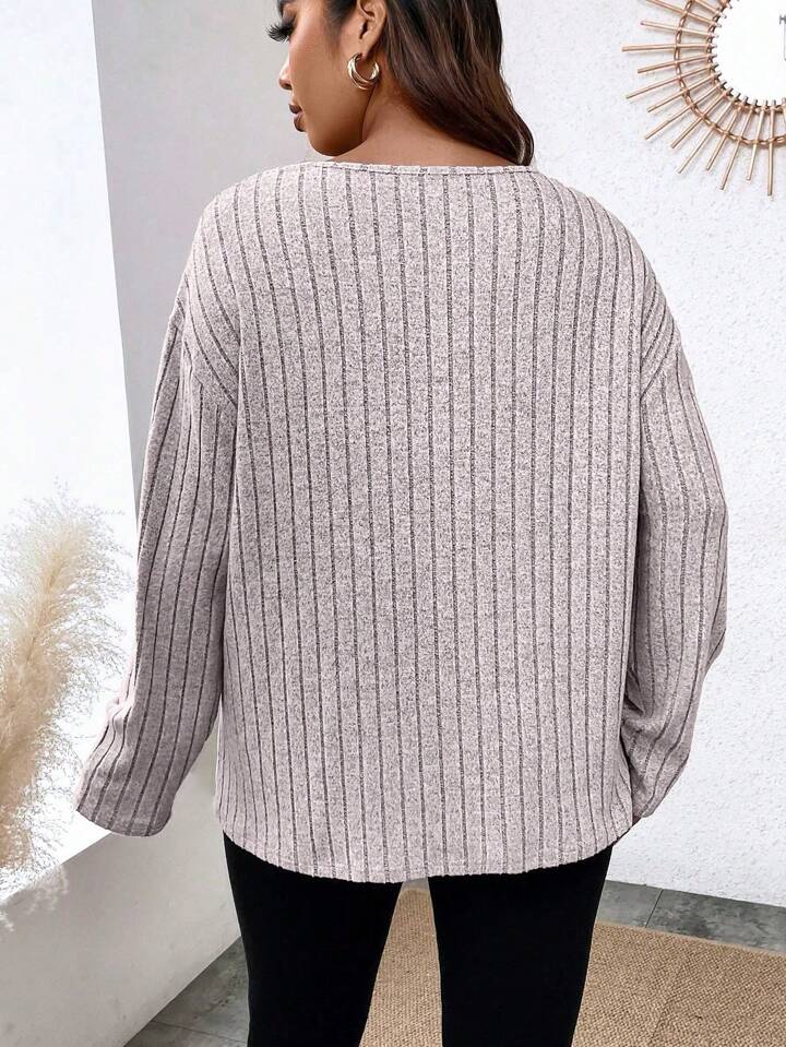 Pink Plus Size Lace Patchwork Drop Shoulder Top