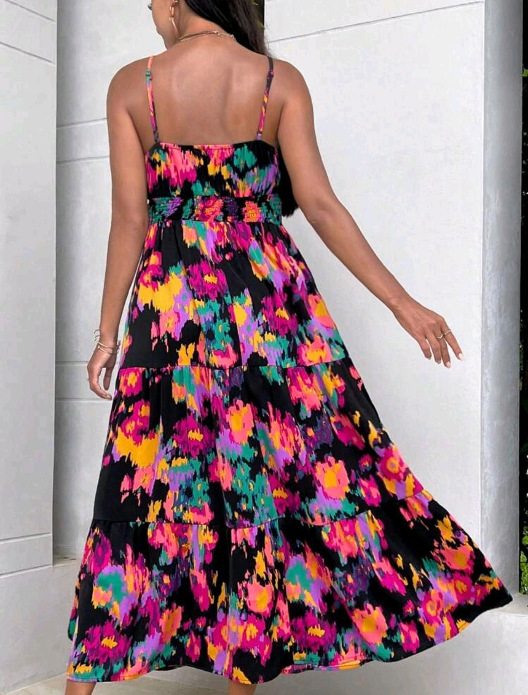 Multicolour Ruffle Hem Cami Dress