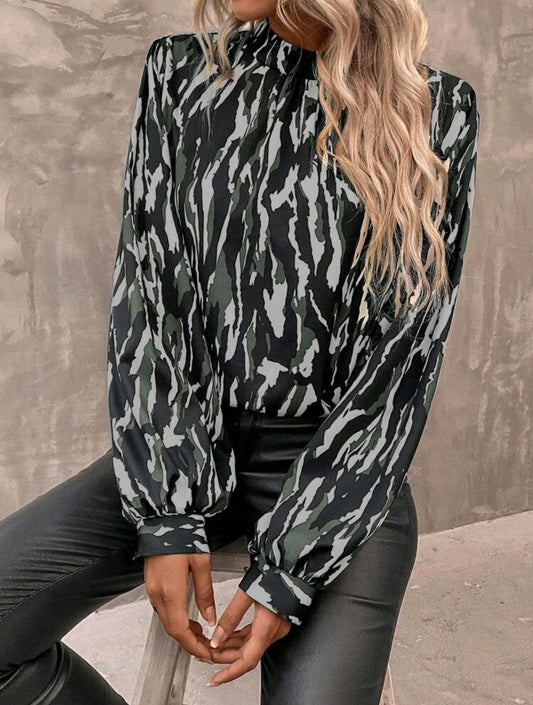 Zebra Print Puff Sleeve Shirt