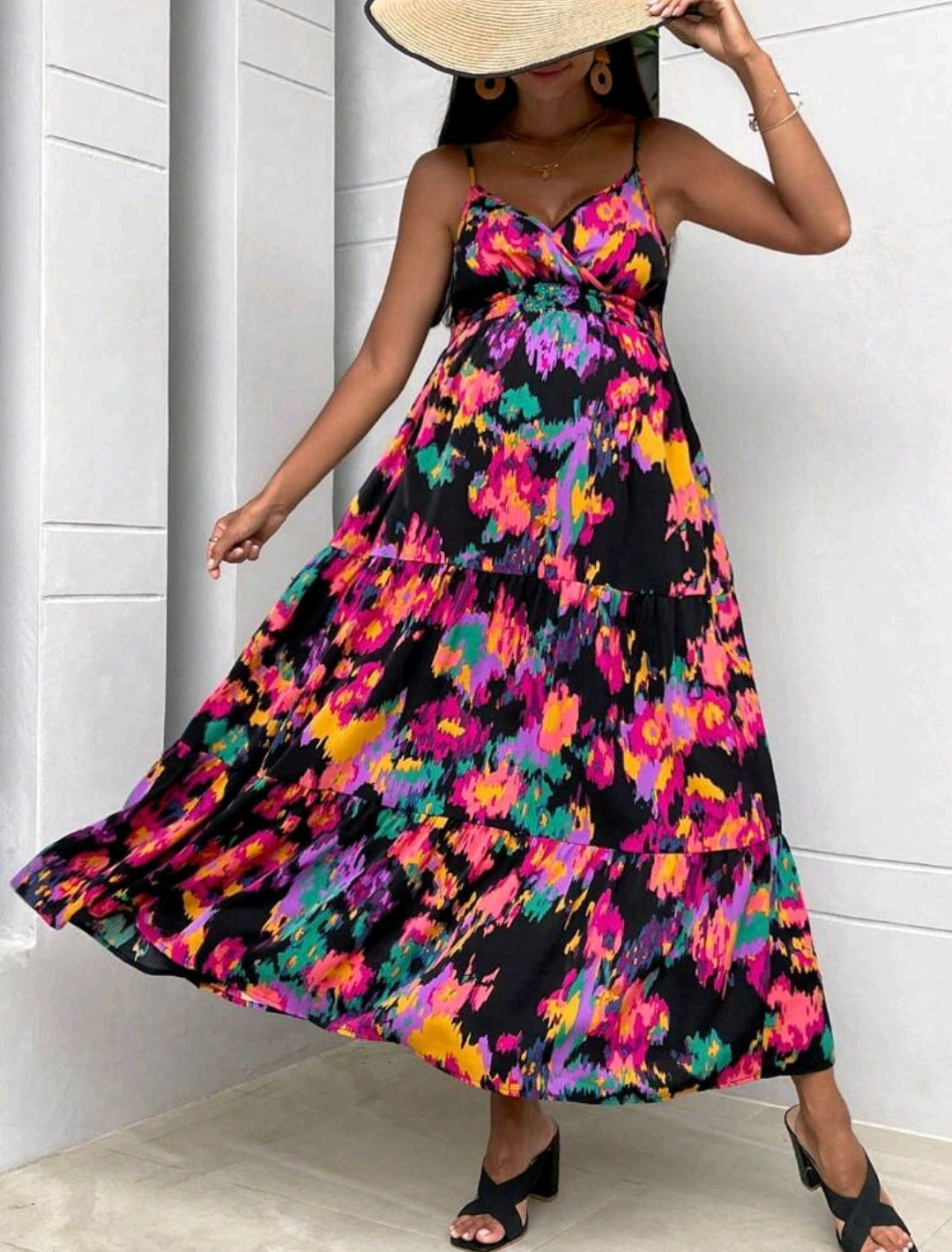 Multicolour Ruffle Hem Cami Dress
