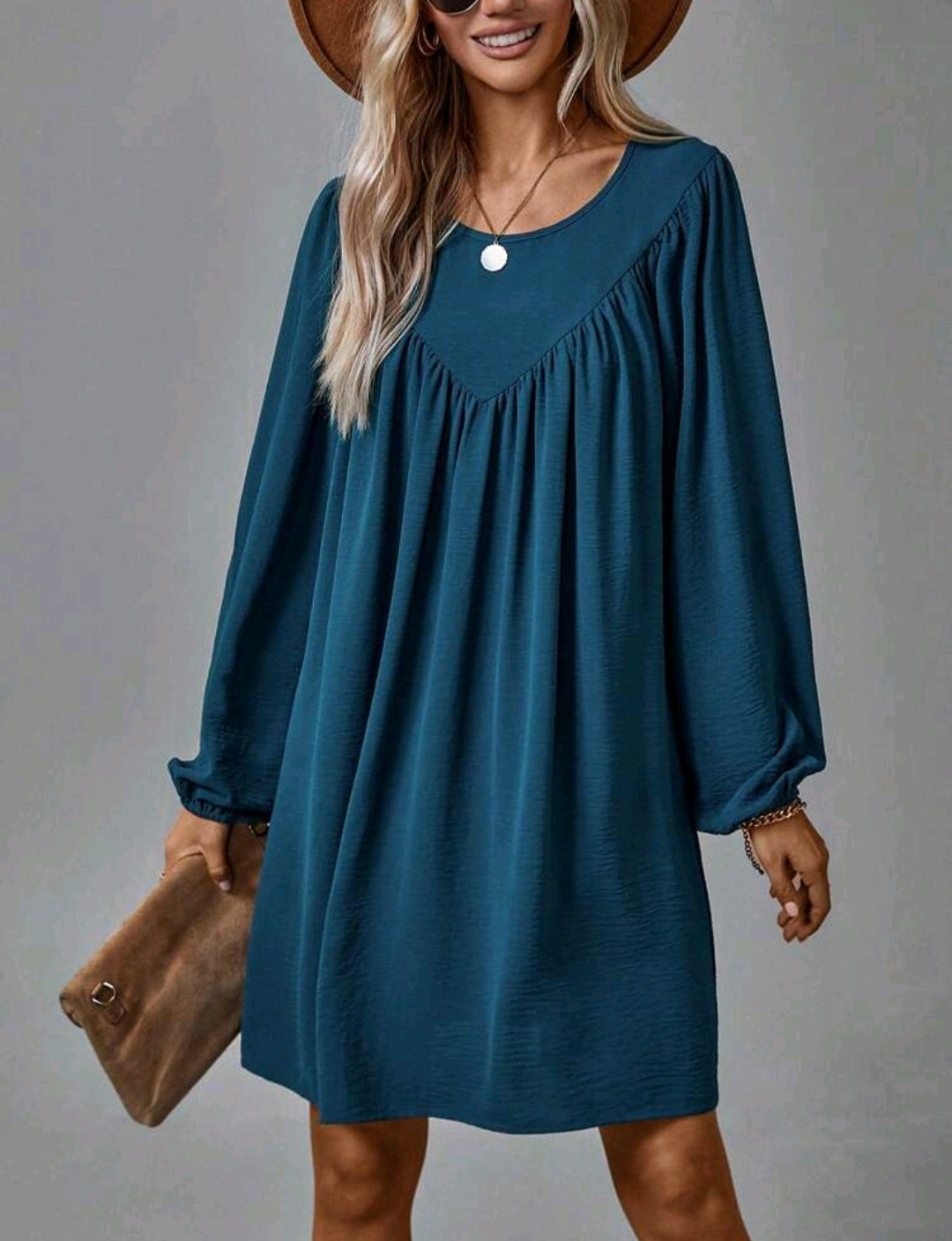 Teal Lantern Long Sleeve Dress