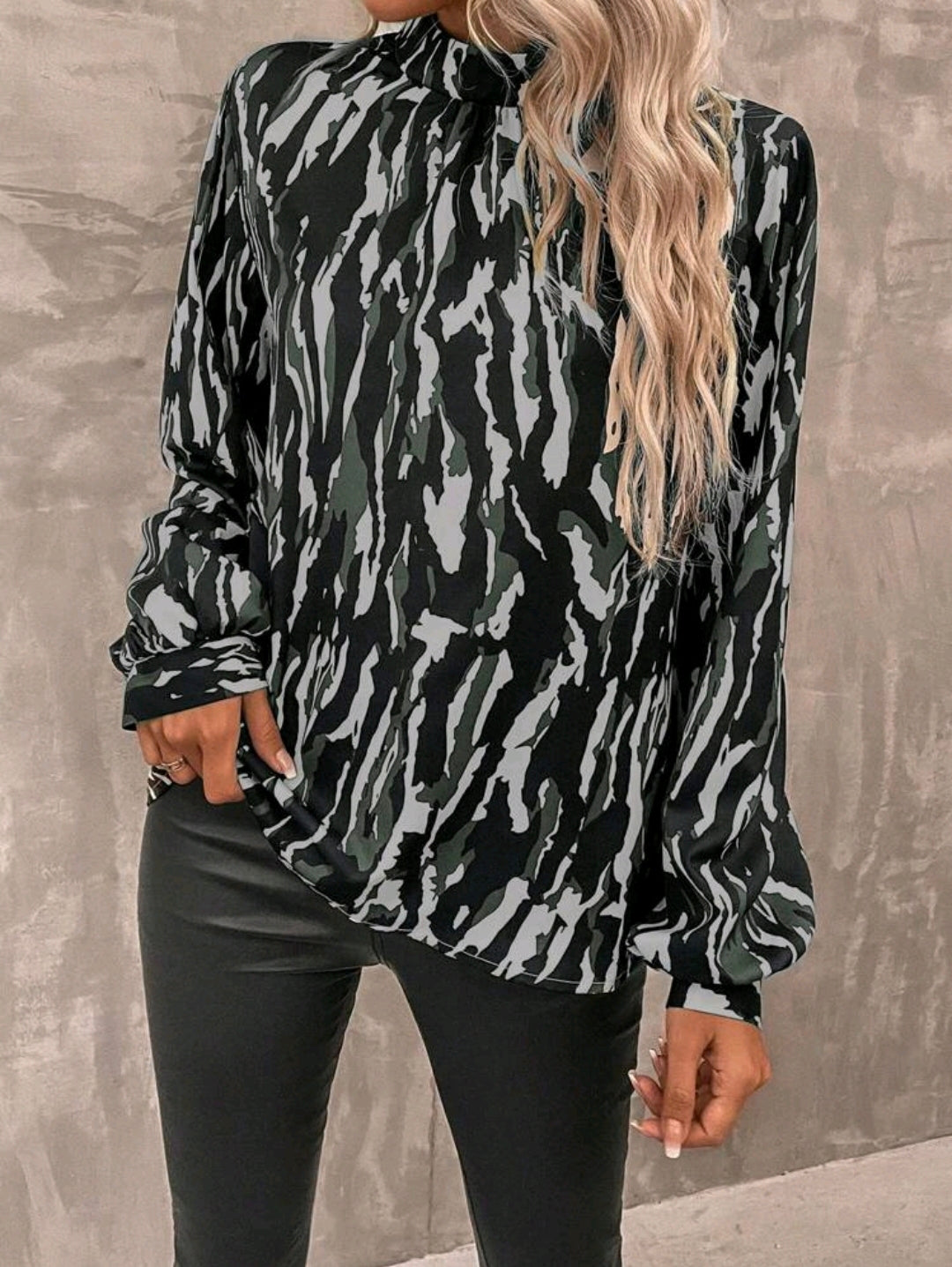 Zebra Print Puff Sleeve Shirt