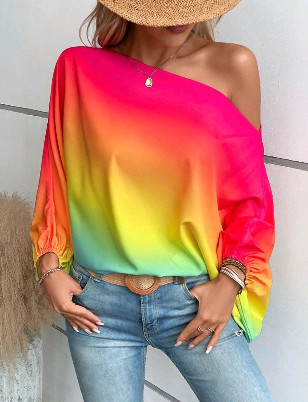 Layla Asymmetric Neck Multicolour Blouse