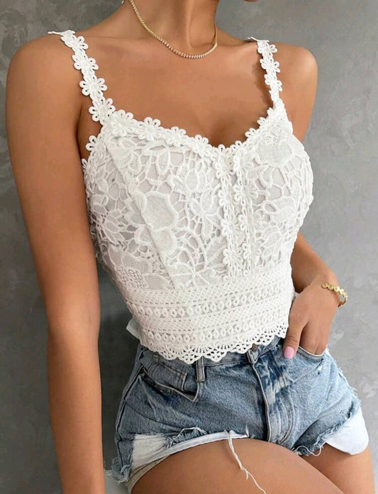 Guipure Crochet Lace Crop