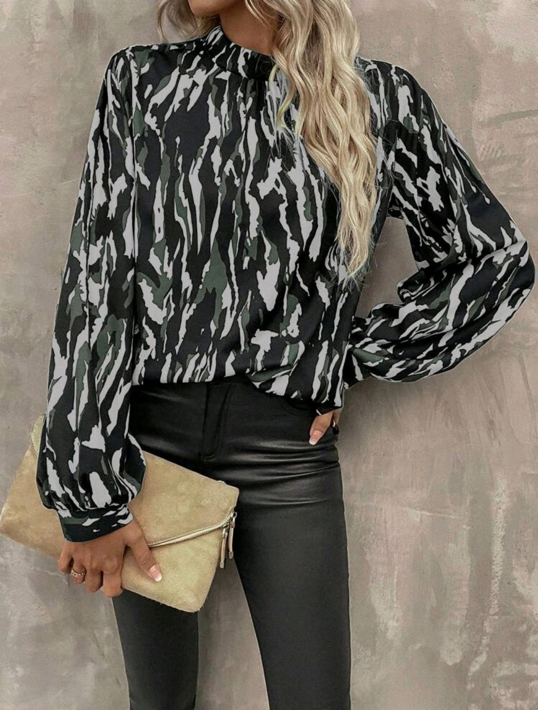 Zebra Print Puff Sleeve Shirt