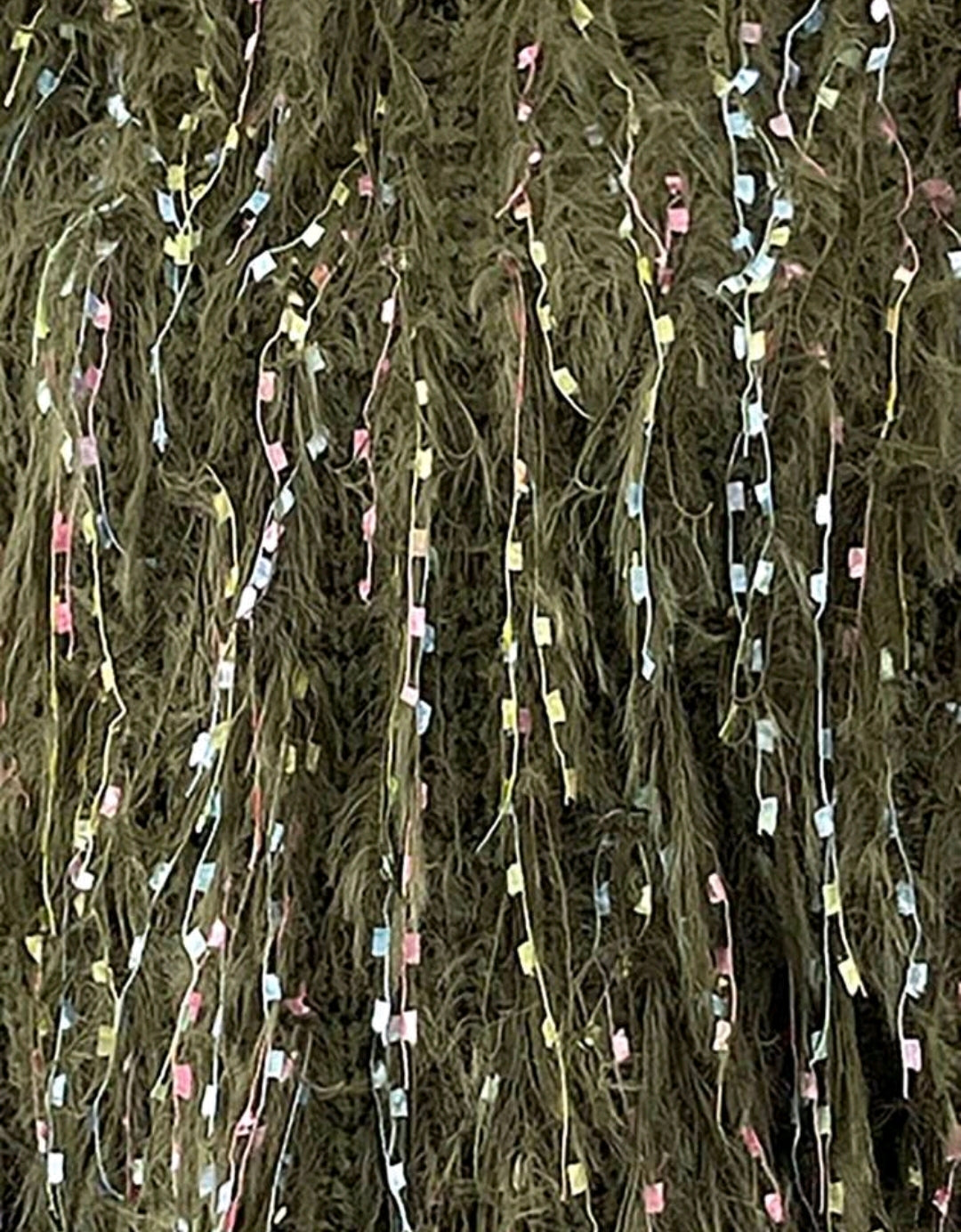 Olive Space Dye Fuzzy Trim Batwing Sweater