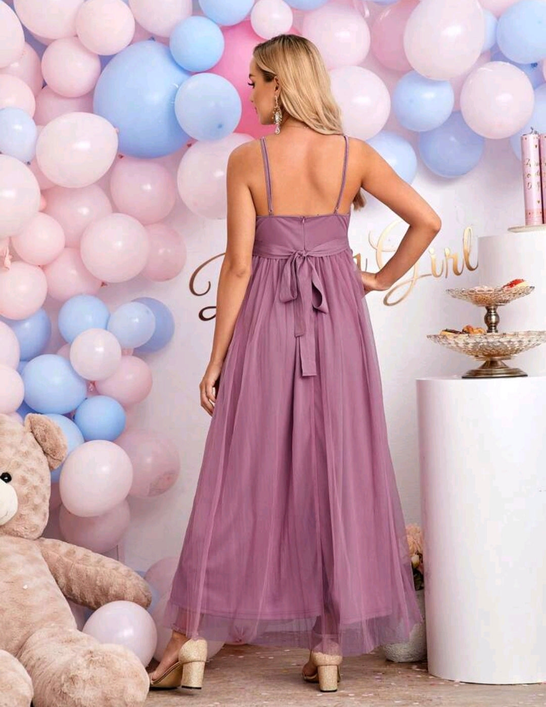 Mauve Mesh Cami Dress