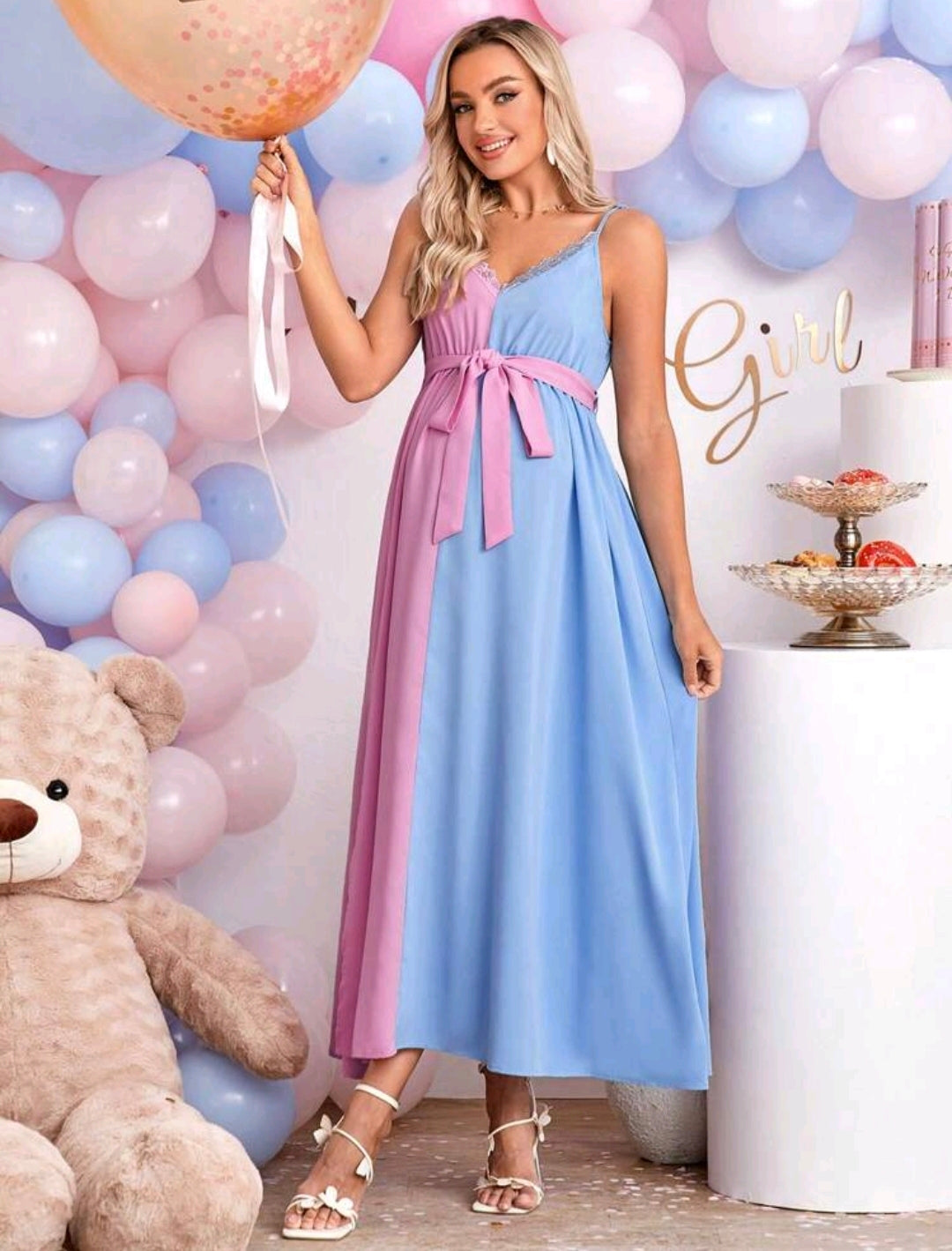 Two Tone Belted Cami Dress