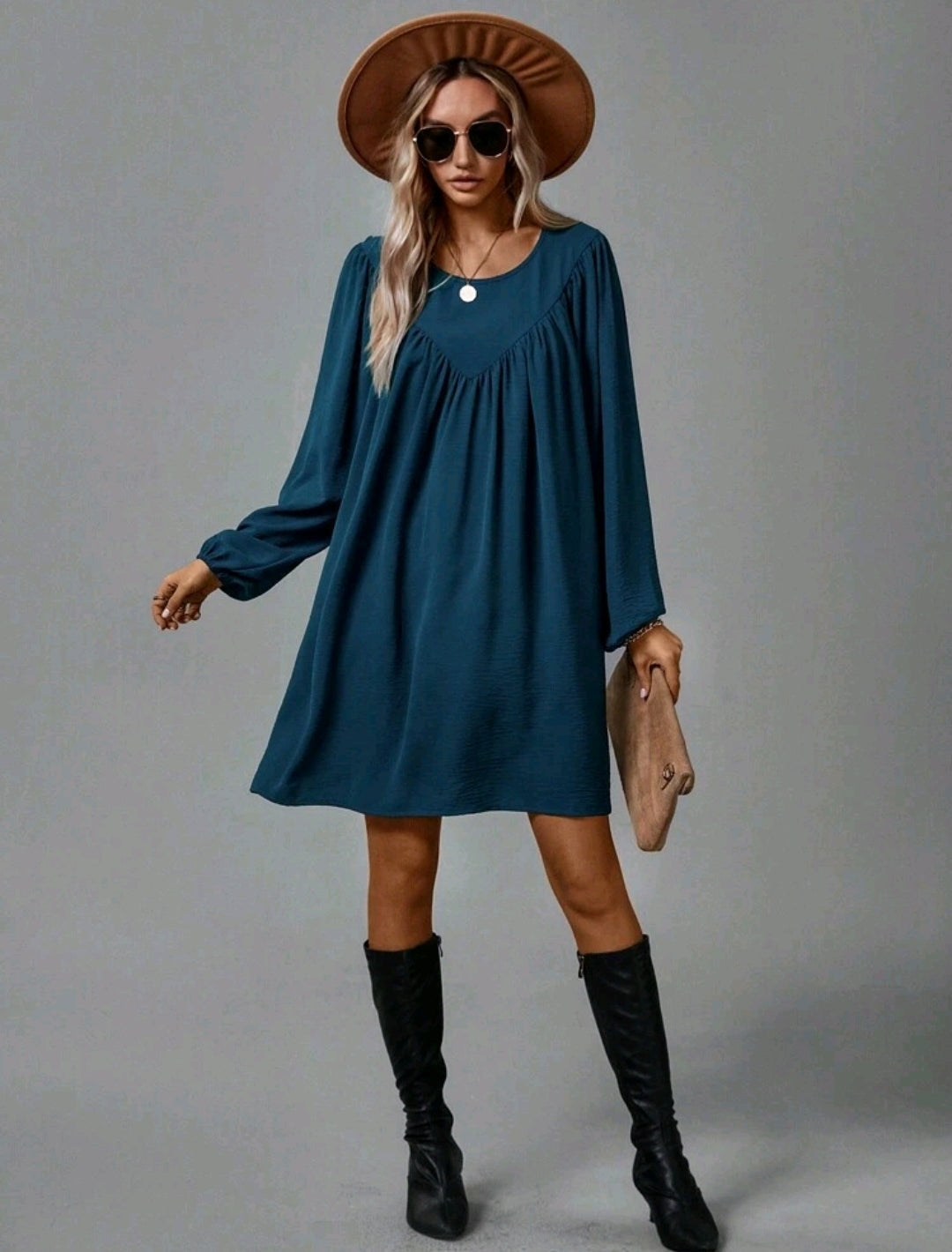 Teal Lantern Long Sleeve Dress