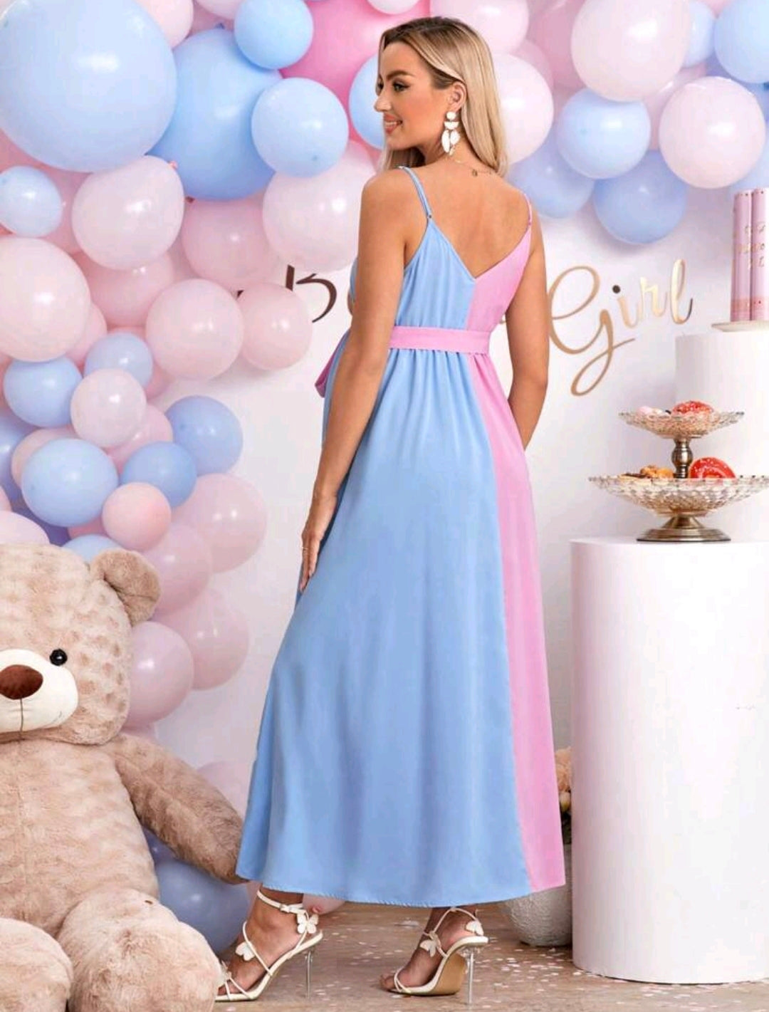 Two Tone Belted Cami Dress