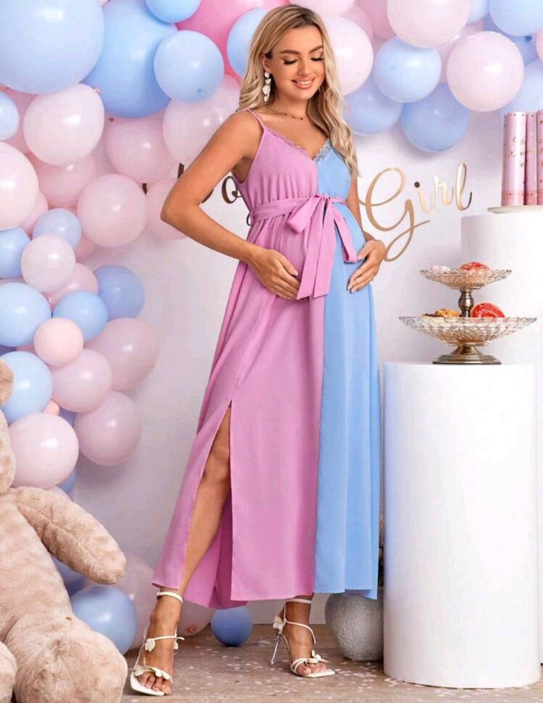 Two Tone Belted Cami Dress