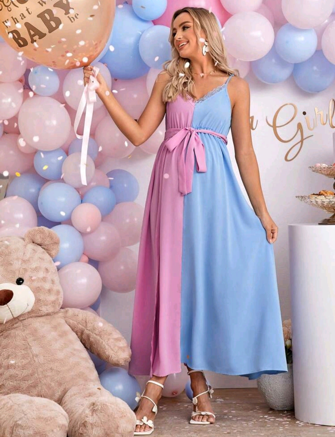 Two Tone Belted Cami Dress