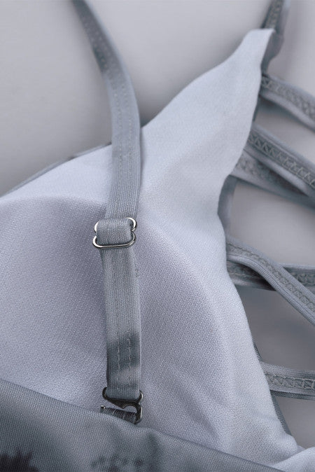 Gray Tie-dye Crisscross Sports and Leggings Set