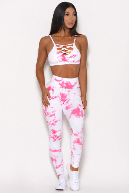 Tie-dye Crisscross Sports Leggings Set