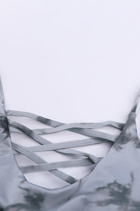 Gray Tie-dye Crisscross Sports and Leggings Set