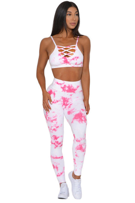 Tie-dye Crisscross Sports Leggings Set