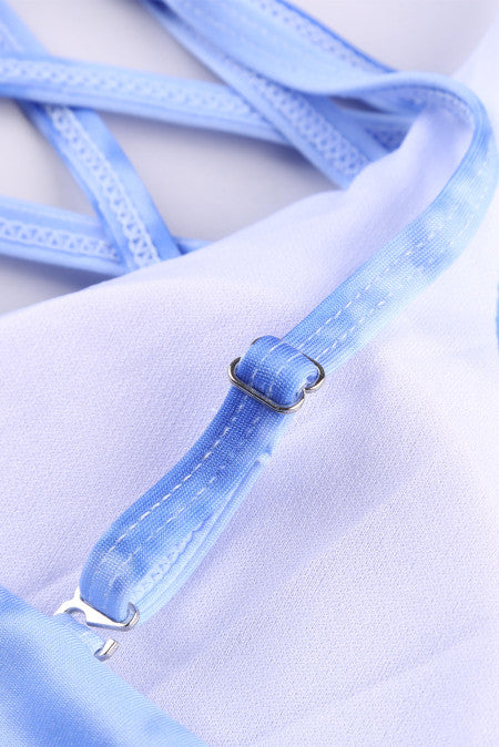 Blue Tie-dye Crisscross Sports and Leggings Set