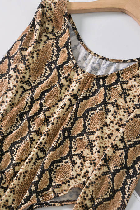 Snake Print Long Sleeves Bodysuit