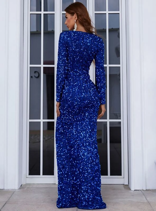 EXCLUSIVE - Ocean Mystery Split Thigh Sequin Gown