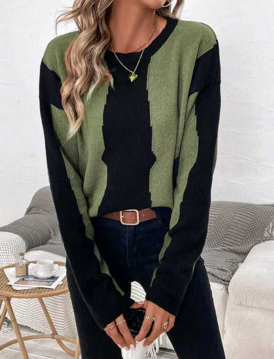 Colour Block Two Tone Drop Shoulder Sweater