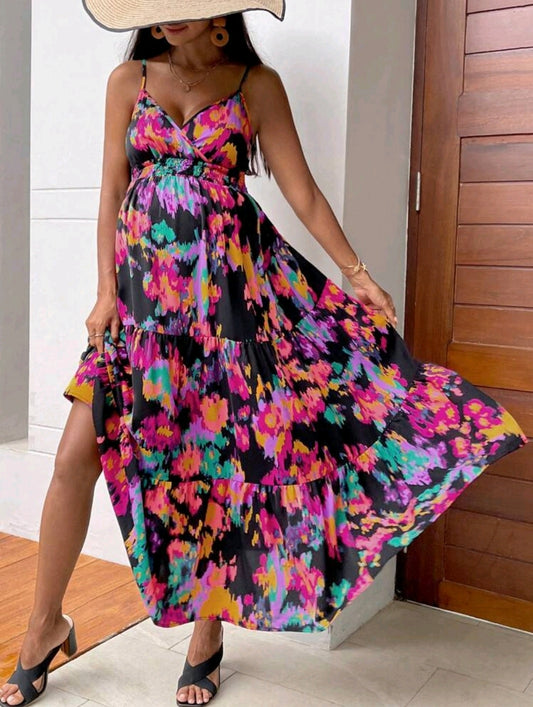 Multicolour Ruffle Hem Cami Dress